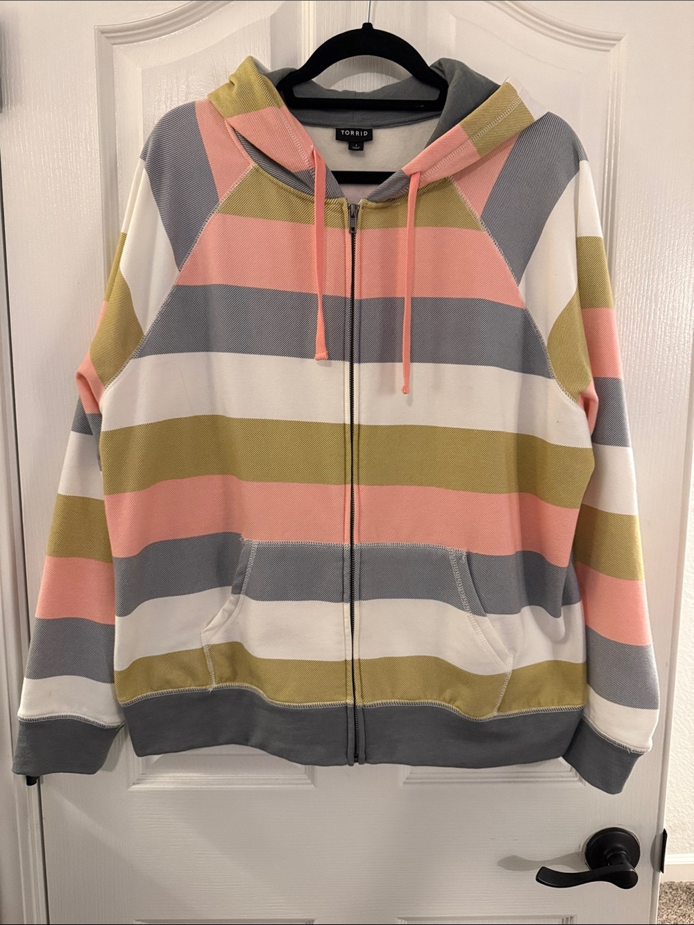 Torrid Super Soft Full Zip Hooded Striped Colorful Sweatshirt